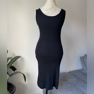 Black knit sleeveless midi dress